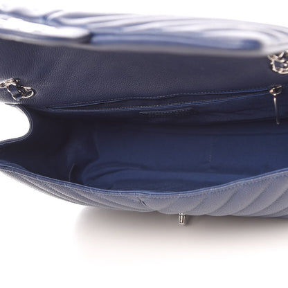 Chanel Caviar Chevron Quilted Large Puffy CC Flap Navy 5 of 8