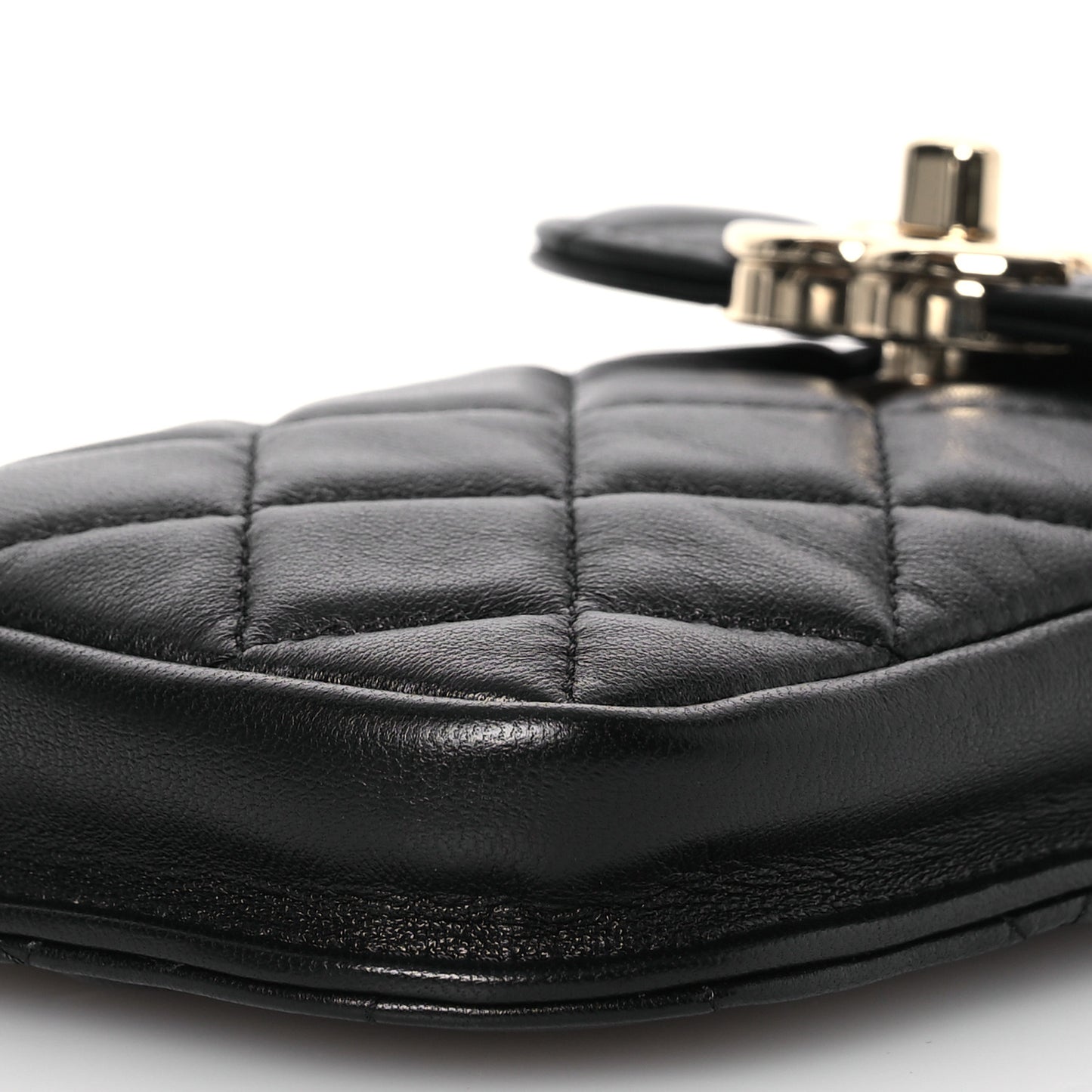 Lambskin Quilted Phone Chain Clutch Waist Bag Black