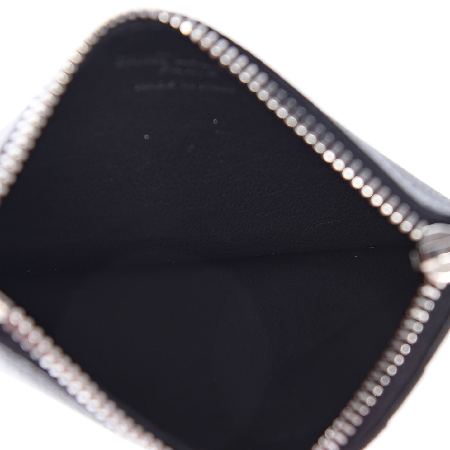 Grained Calfskin 5 Fragments Zip Pouch Card Holder Black