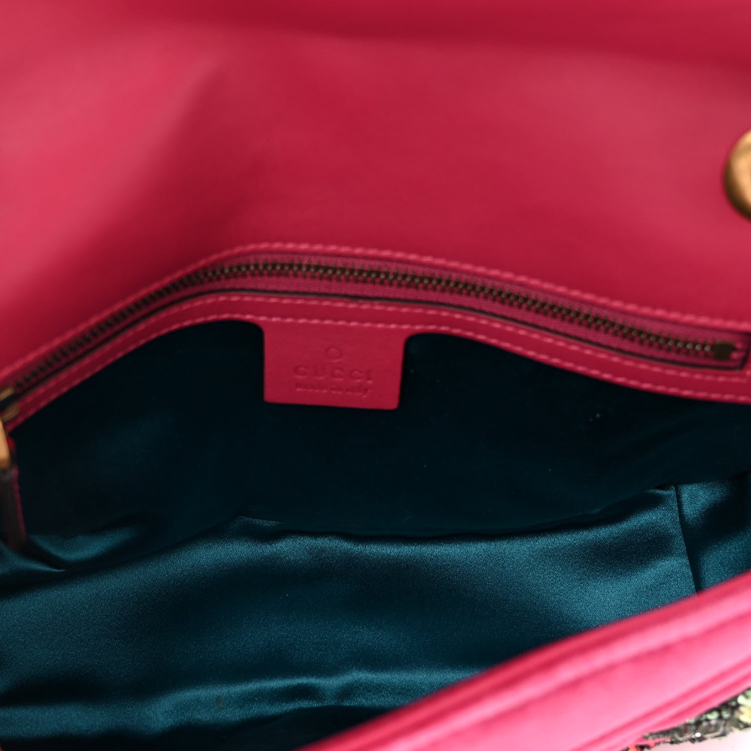 Gucci Velvet Matelasse Bow Embroidered Small GG Marmont Shoulder Bag Raspberry Rose 5 of 10