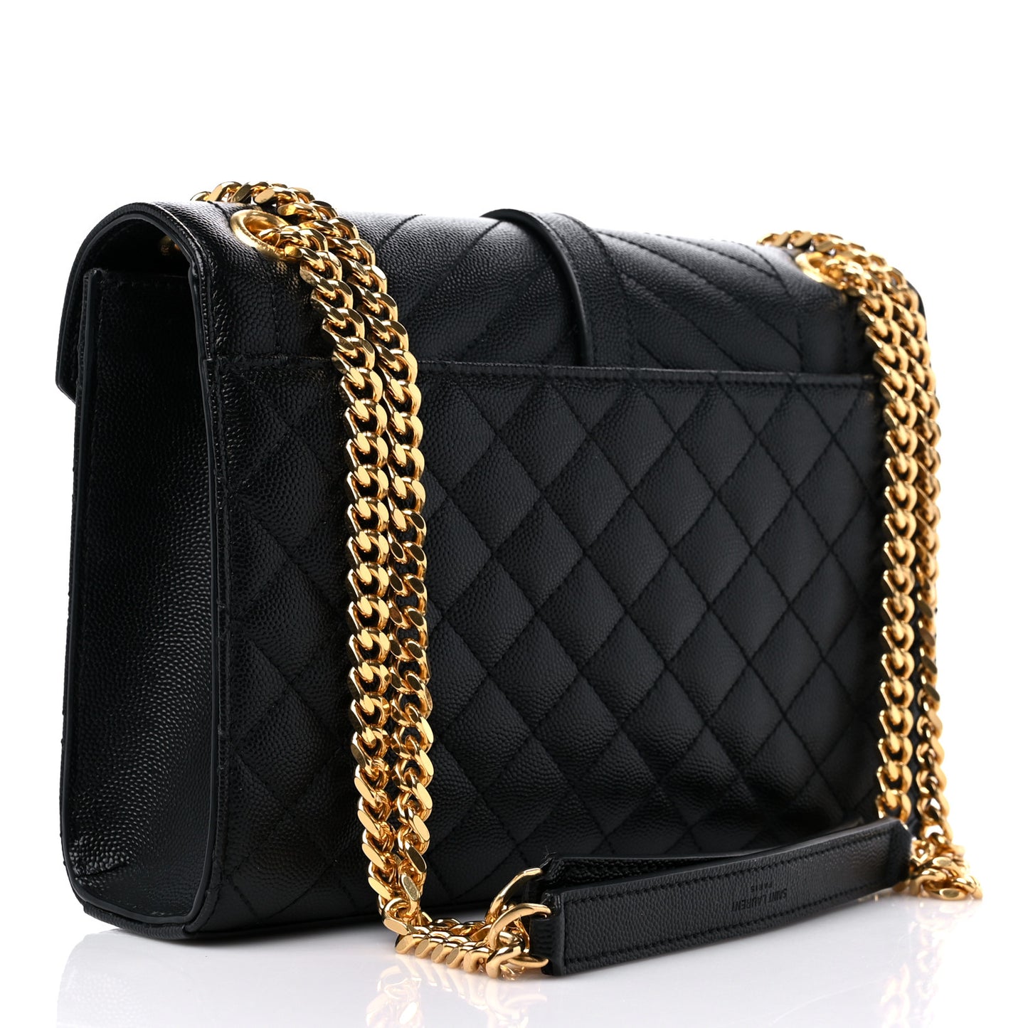 Grain De Poudre Textured Mixed Matelasse Triquilt Medium Monogram Satchel Black