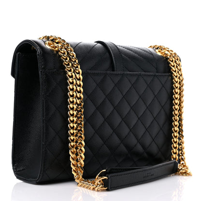 Saint Laurent Grain De Poudre Textured Mixed Matelasse Triquilt Medium Monogram Satchel Black 3 of 9
