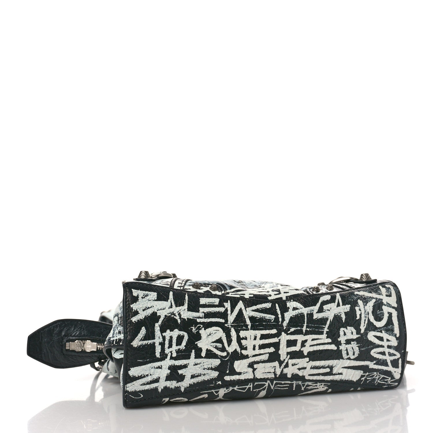 Balenciaga Agneau Arena Graffiti Neo Cagole Handbag XS Black White 4 of 9