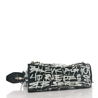 Balenciaga Agneau Arena Graffiti Neo Cagole Handbag XS Black White 4 of 9