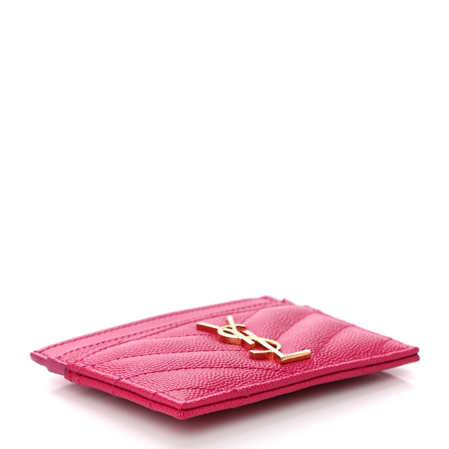 Grain De Poudre Matelasse Chevron Monogram Credit Card Case Fresh Fuxia