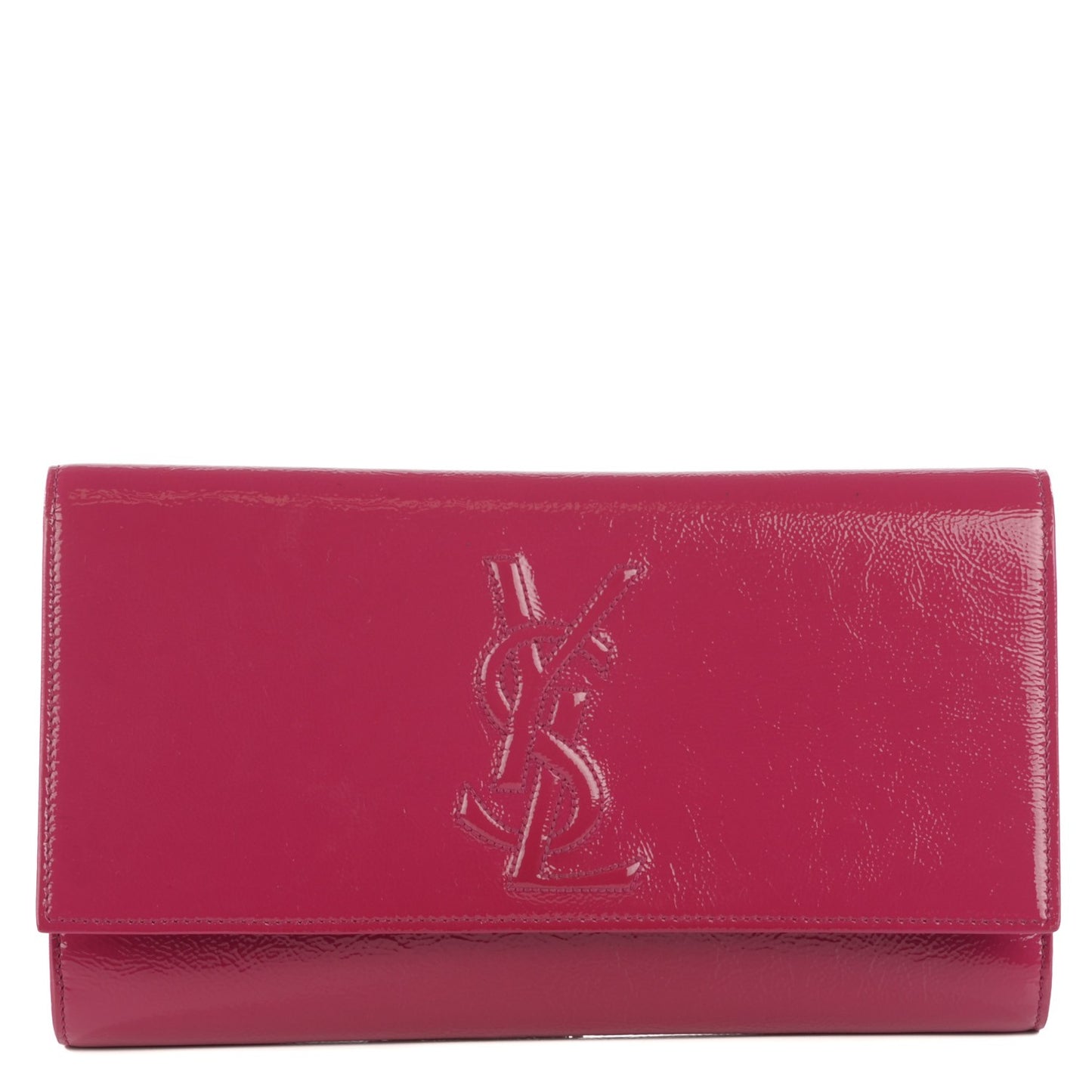Textured Patent Monogram Large Belle De Jour Clutch Fuchsia
