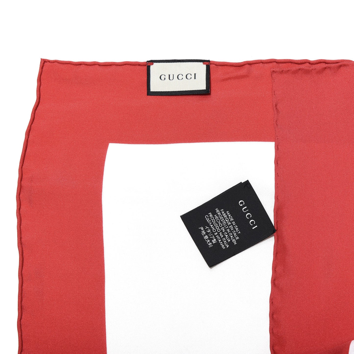 Silk Gucci World Square Scarf Ivory Red