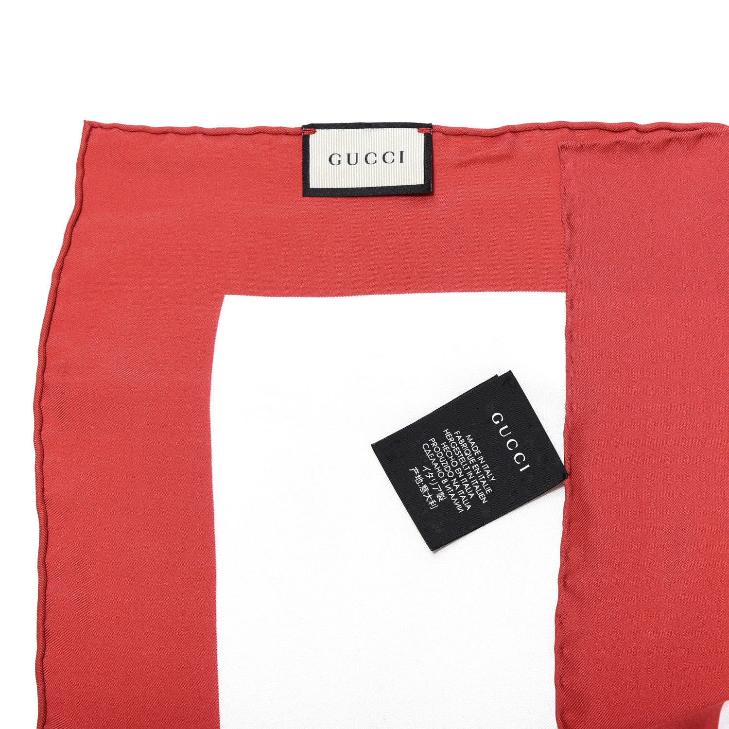 Gucci Silk Gucci World Square Scarf Ivory Red 2 of 3
