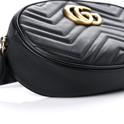 Gucci Calfskin Matelasse GG Marmont Belt Bag 75 30 Black 9 of 13