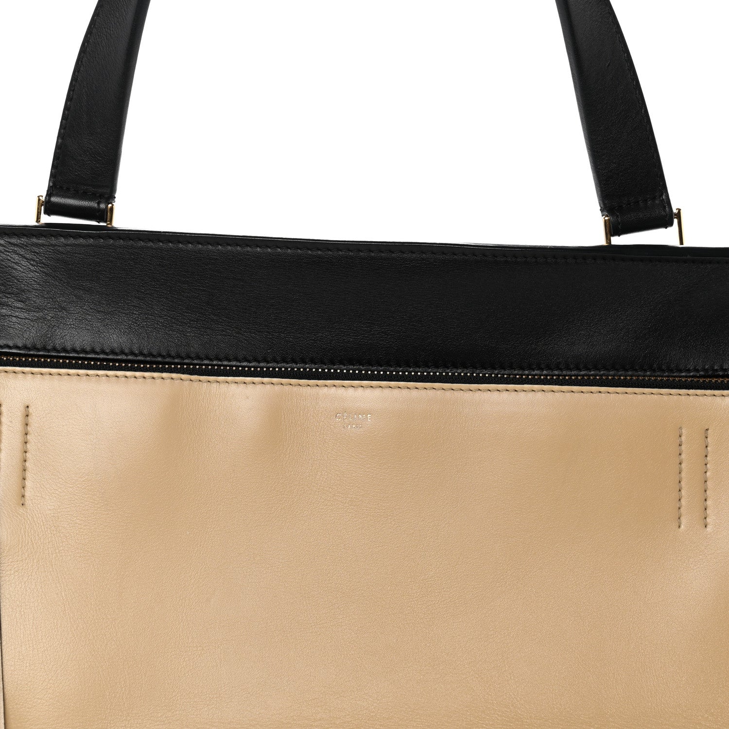 Celine Smooth Calfskin Medium Bi-Color Edge Shoulder Bag Black Beige 7 of 11