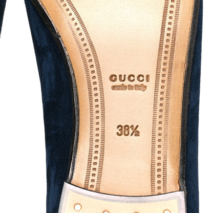 Gucci Suede Horsebit Womens Jordaan Loafers 38.5 Blue 6 of 8