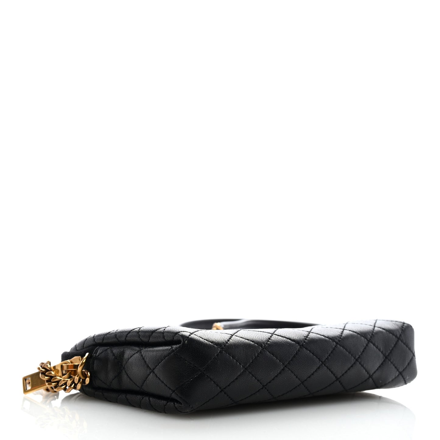 Lambskin Quilted Gaby Zipped Pouch Black
