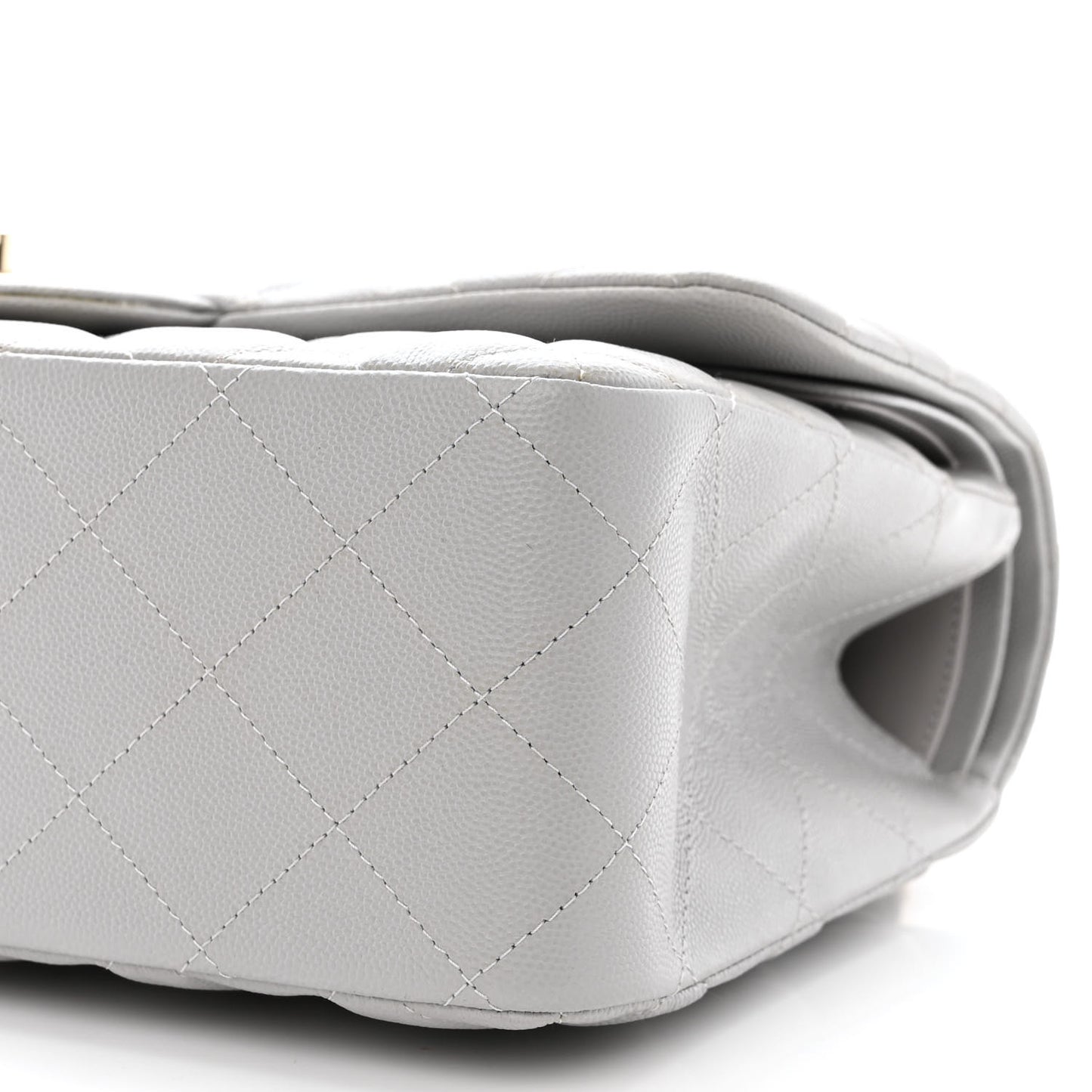Caviar Quilted Jumbo Double Flap Grey