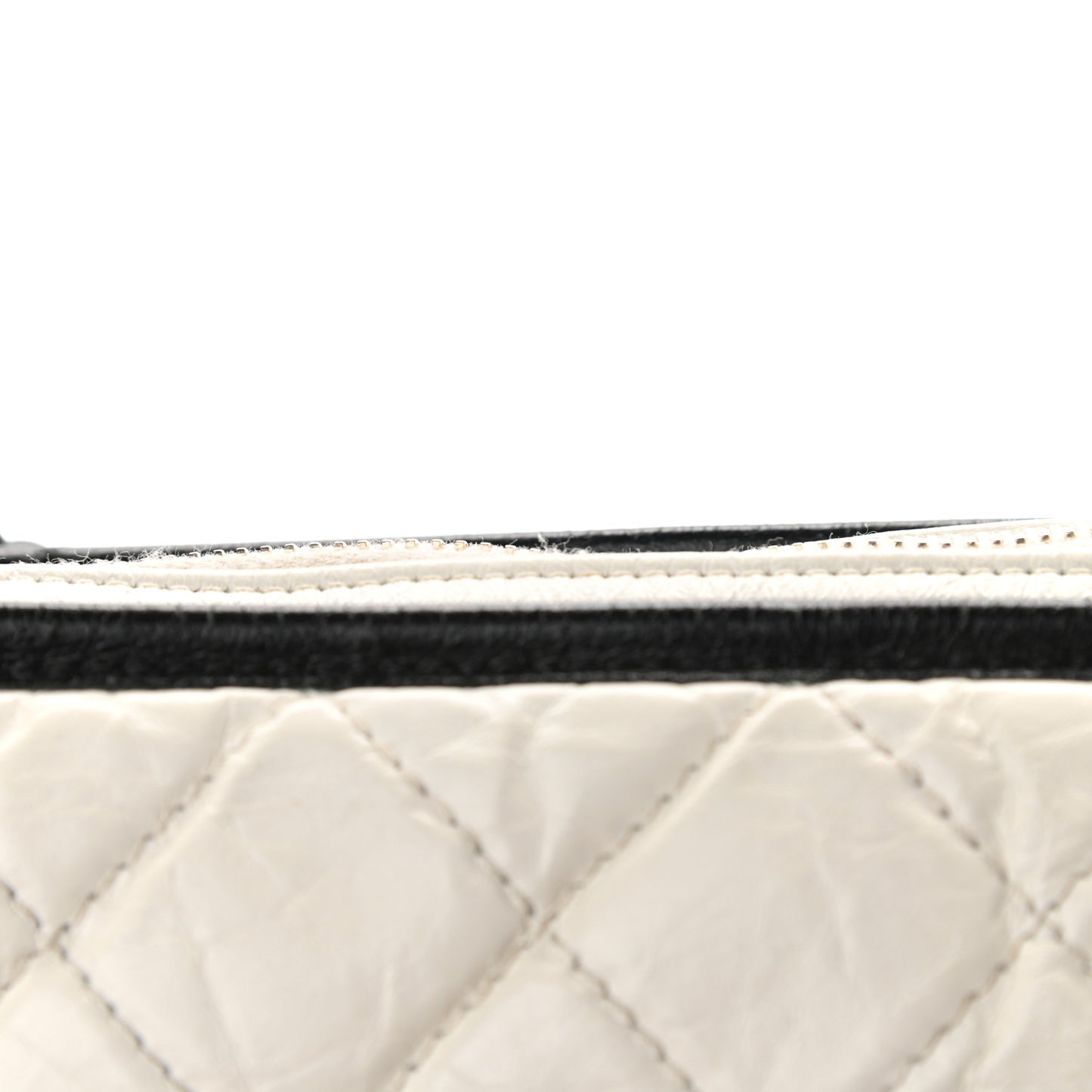 Aged Calfskin Quilted Medium Gabrielle Hobo Black White