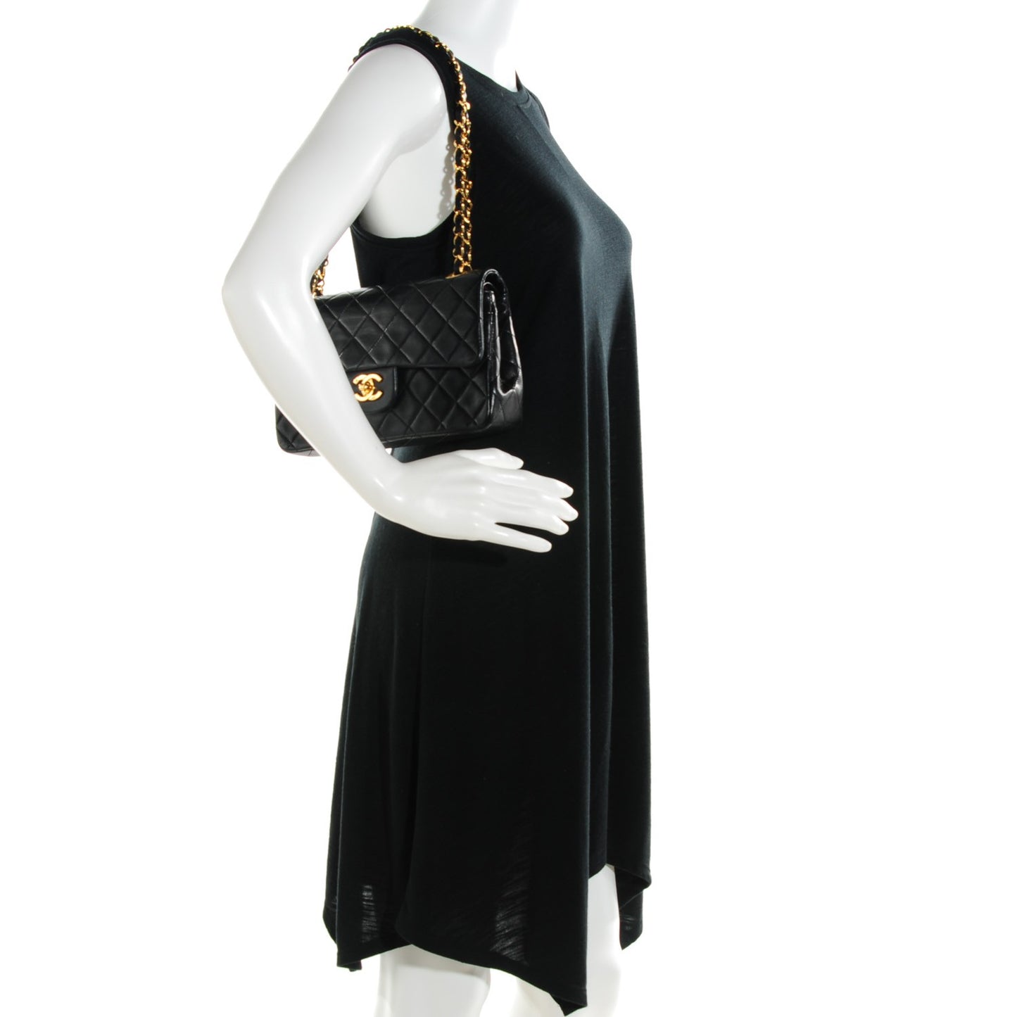 Lambskin Quilted Small Double Flap Black