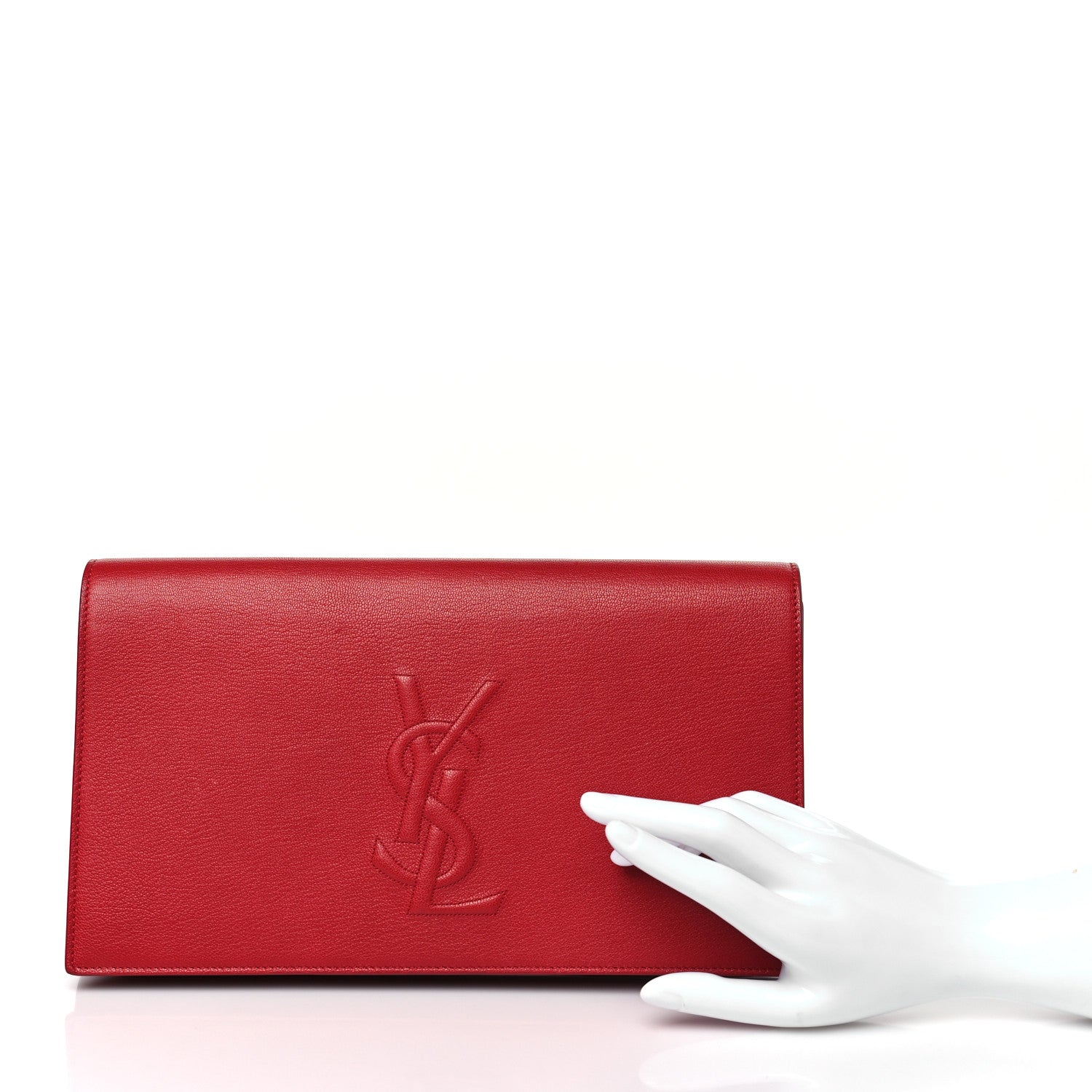 Saint Laurent Calfskin Monogram Large Belle De Jour Clutch Red 2 of 9