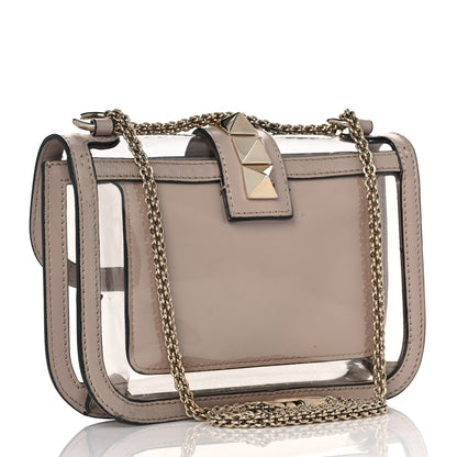 Valentino Garavani PVC Nappa Naked Small Glam Lock Rockstud Flap Poudre 3 of 8