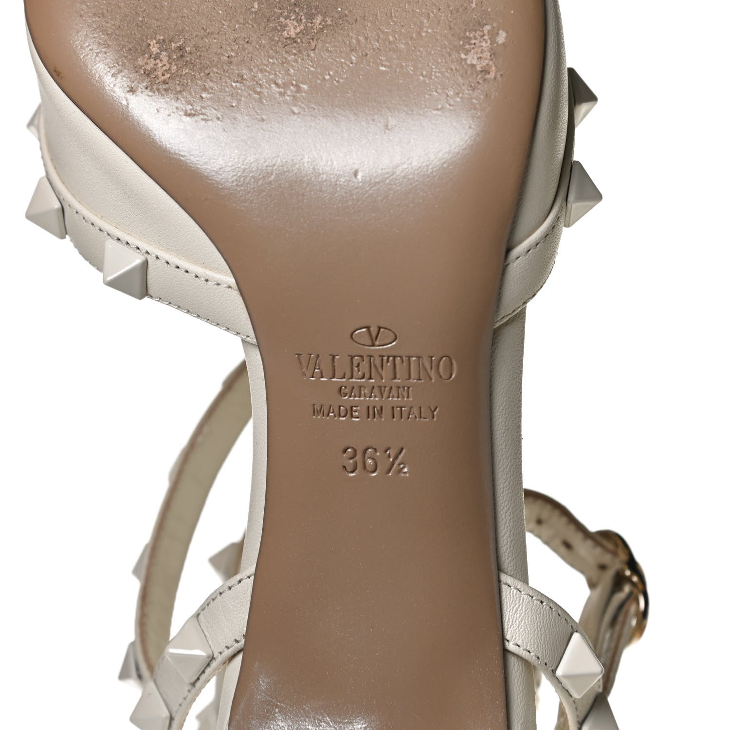 Valentino Garavani Calfskin Lacquered Monochrome Rockstud Ankle Strap 65mm Pumps 36.5 Ivory 6 of 11