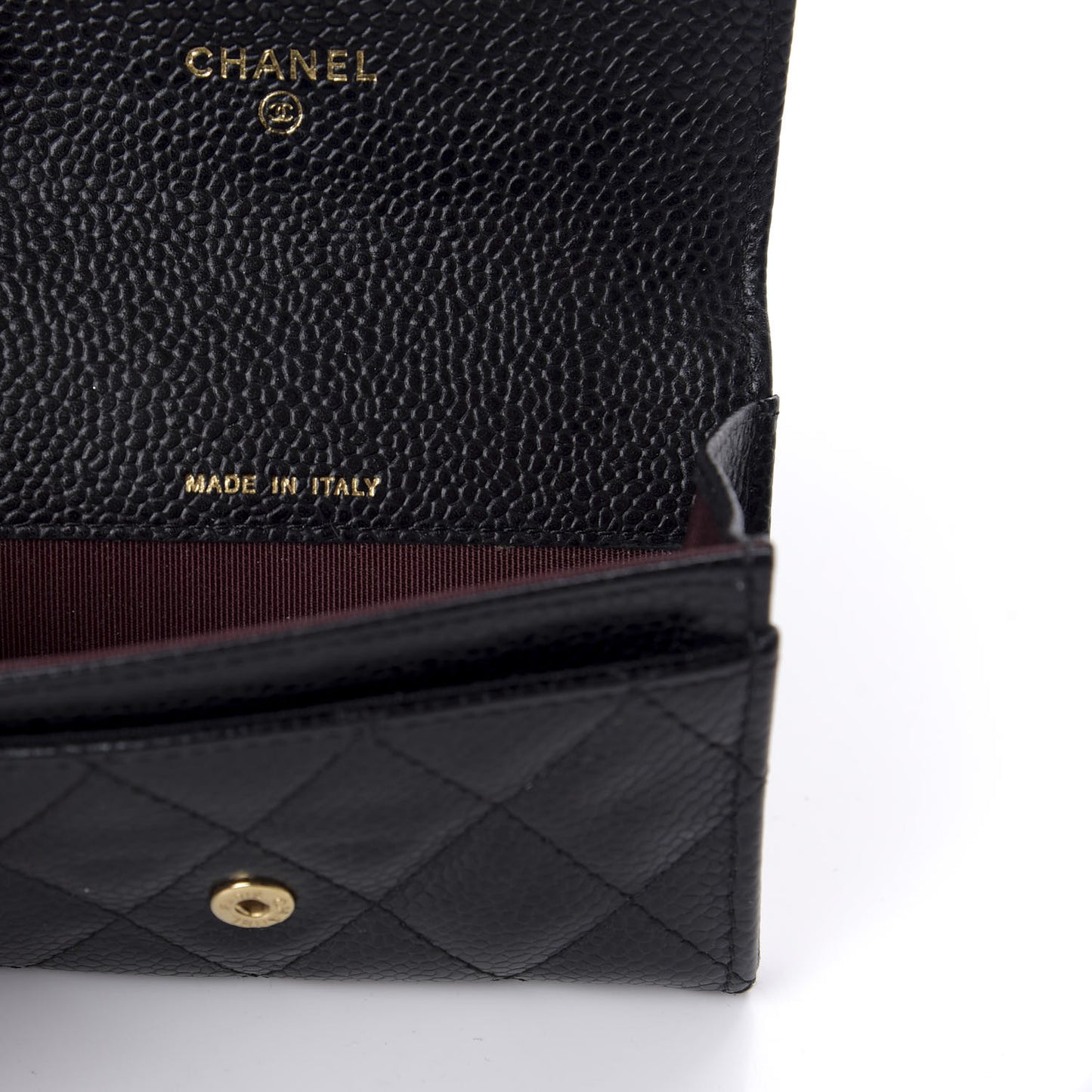 Caviar Quilted Flap Card Holder Black