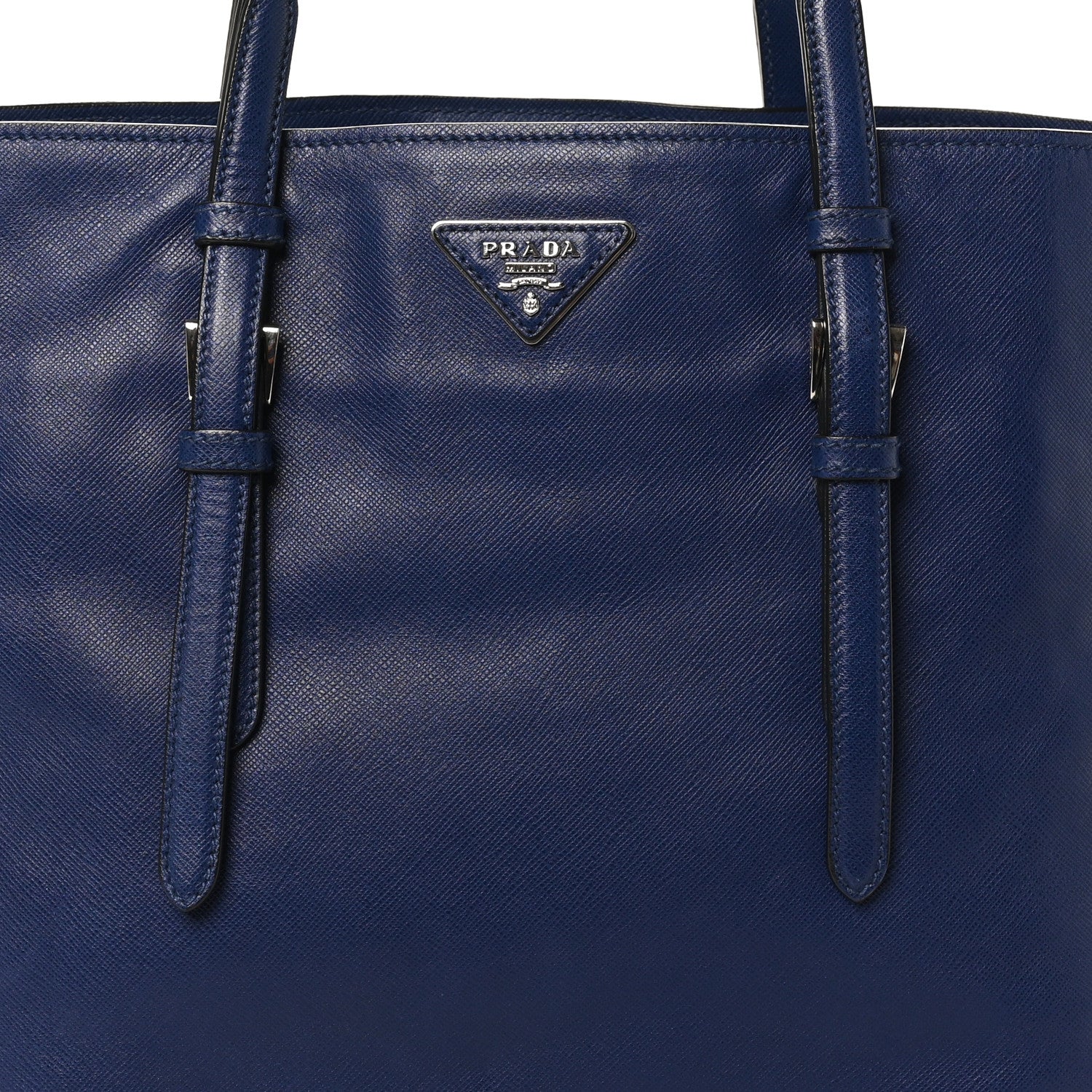 Prada Saffiano Cuir Medium Double Handle Tote Bluette 7 of 9