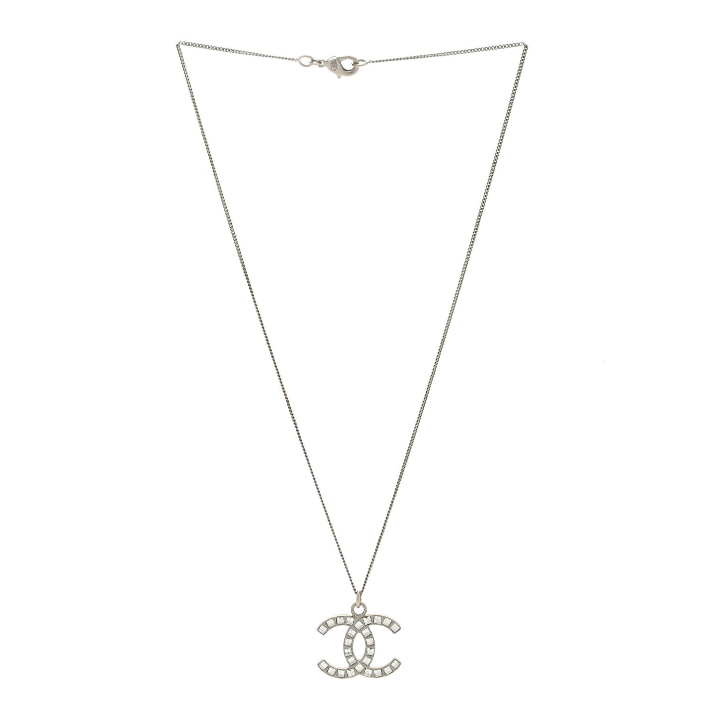 Baguette Crystal CC Necklace Silver