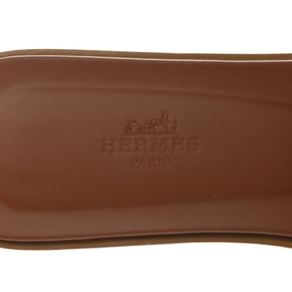 Hermes Box Calfskin Oran Sandals 39 Gold 7 of 9