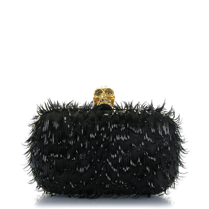 Alexander McQueen Patent Fringe Crystal Skull Box Clutch Black 1 of 7