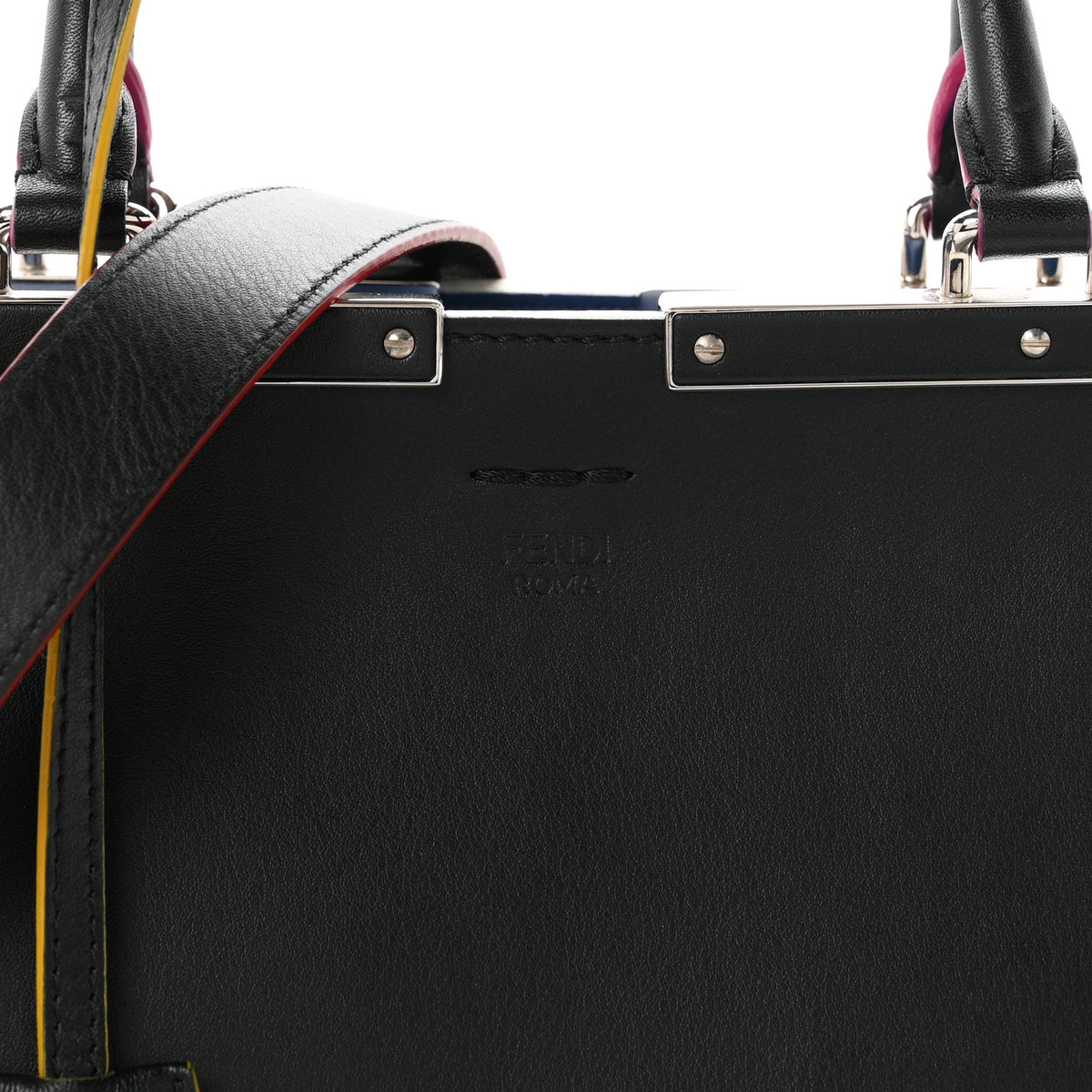 Fendi Vitello Dolce Shiny Nappa Petite 3Jours Tote Black Iris 8 of 10