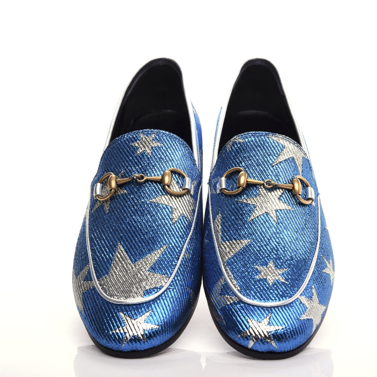Lurex Calfskin Starry Sky Womens Jordaan Loafers 36.5 Bluette Silver