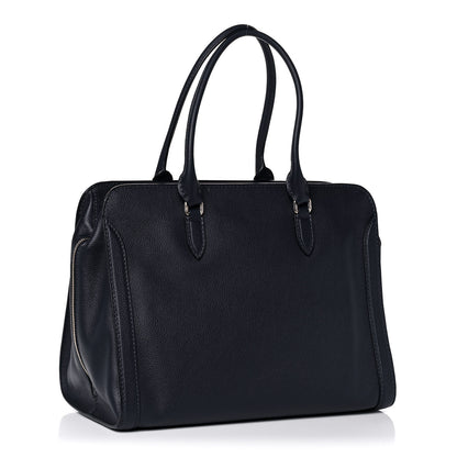 Alexander McQueen Pebbled Calfskin Large Skull Padlock Zip Around Tote Navy 3 of 17