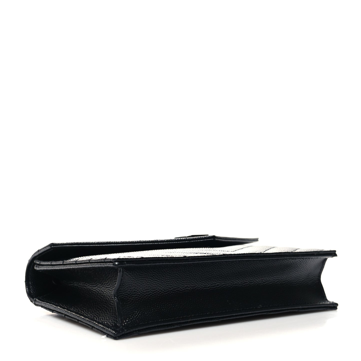Grain De Poudre Matelasse Chevron Monogram Monochrome Envelope Chain Wallet Black
