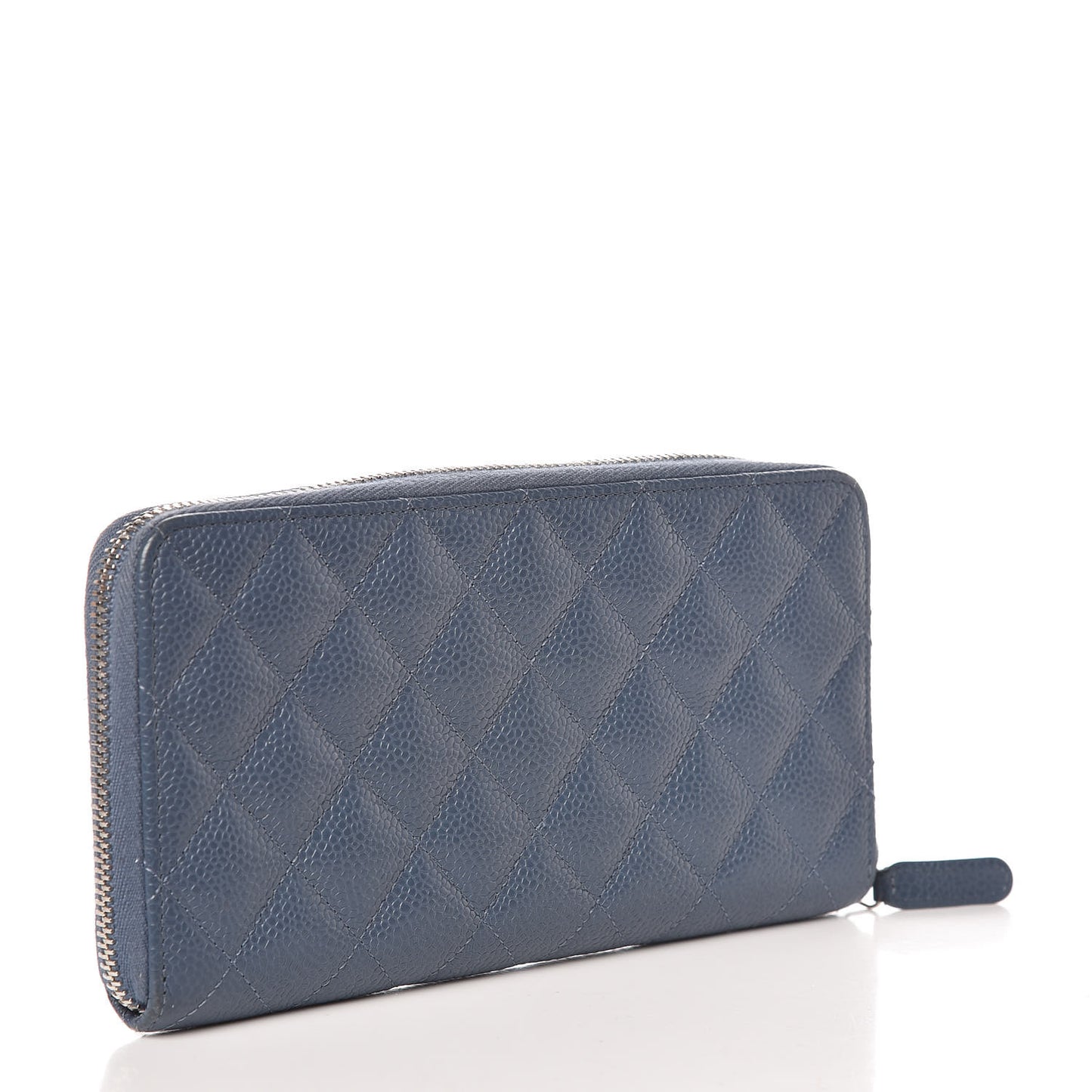 Caviar Quilted Large Gusset Zip Around Wallet Blue