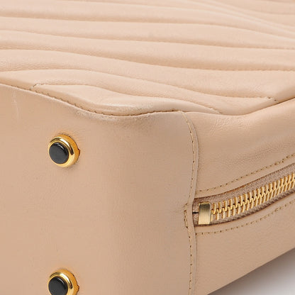 Chanel Lambskin Chevron Quilted Shoulder Bag Beige 12 of 14
