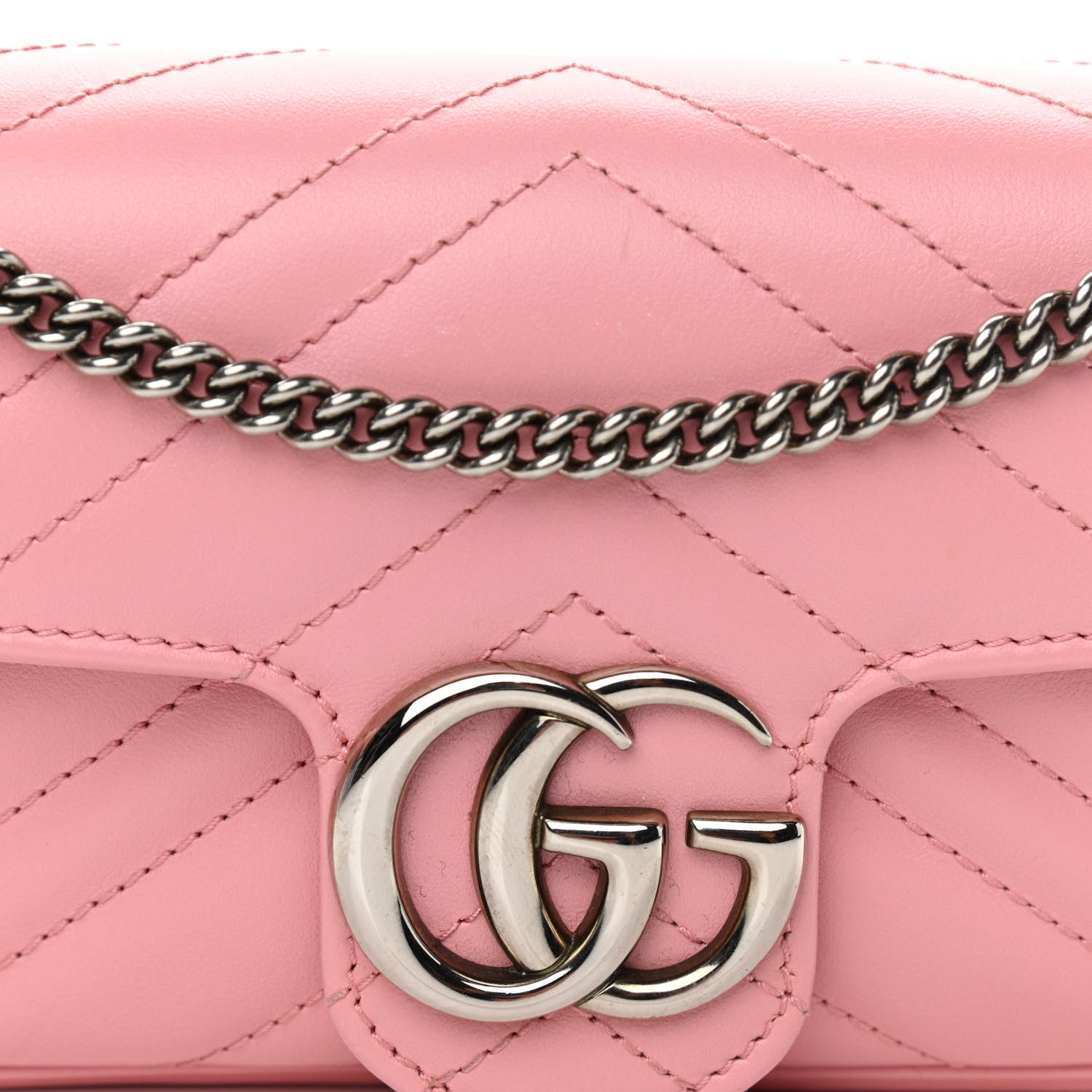 Gucci Calfskin Matelasse Super Mini GG Marmont Shoulder Bag Wild Rose 8 of 11
