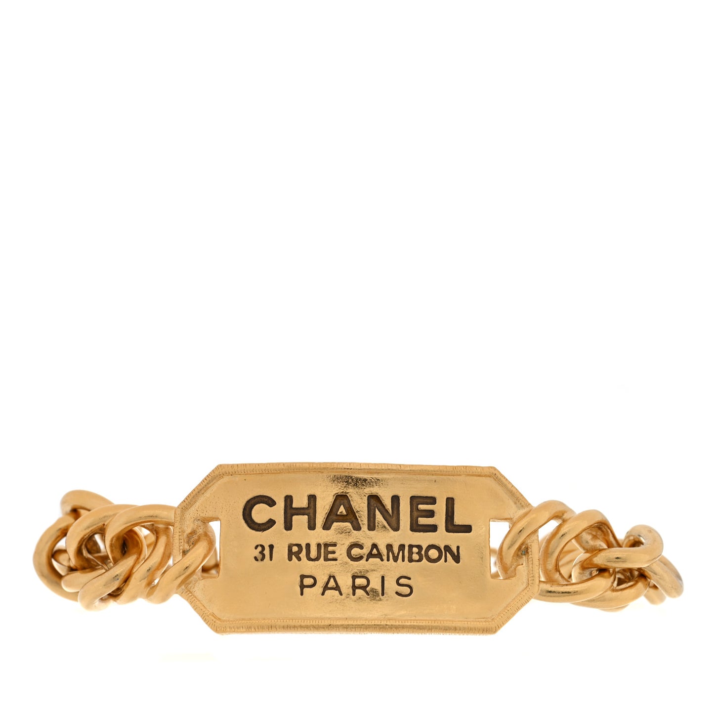 Metal 31 Rue Cambon Paris ID Chain Bracelet Gold