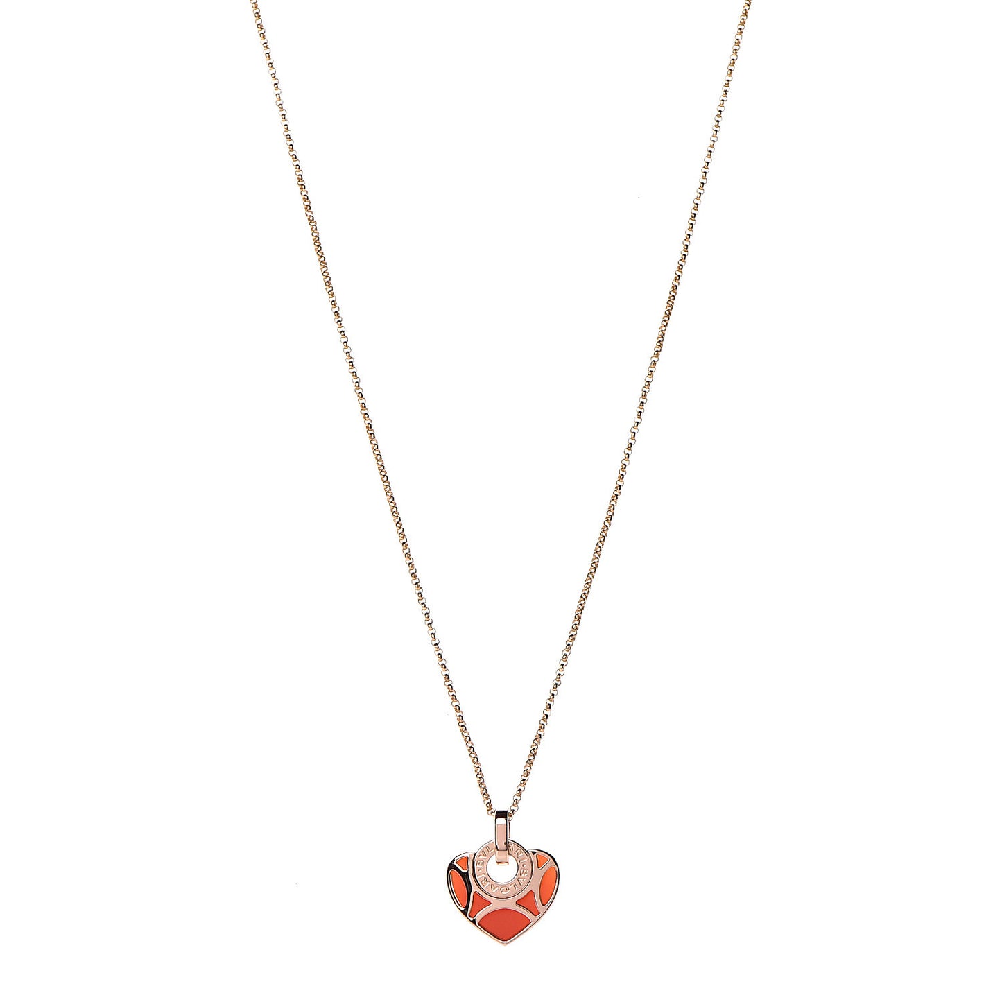 18K Rose Gold Carnelian Cuore Heart Pendant Necklace