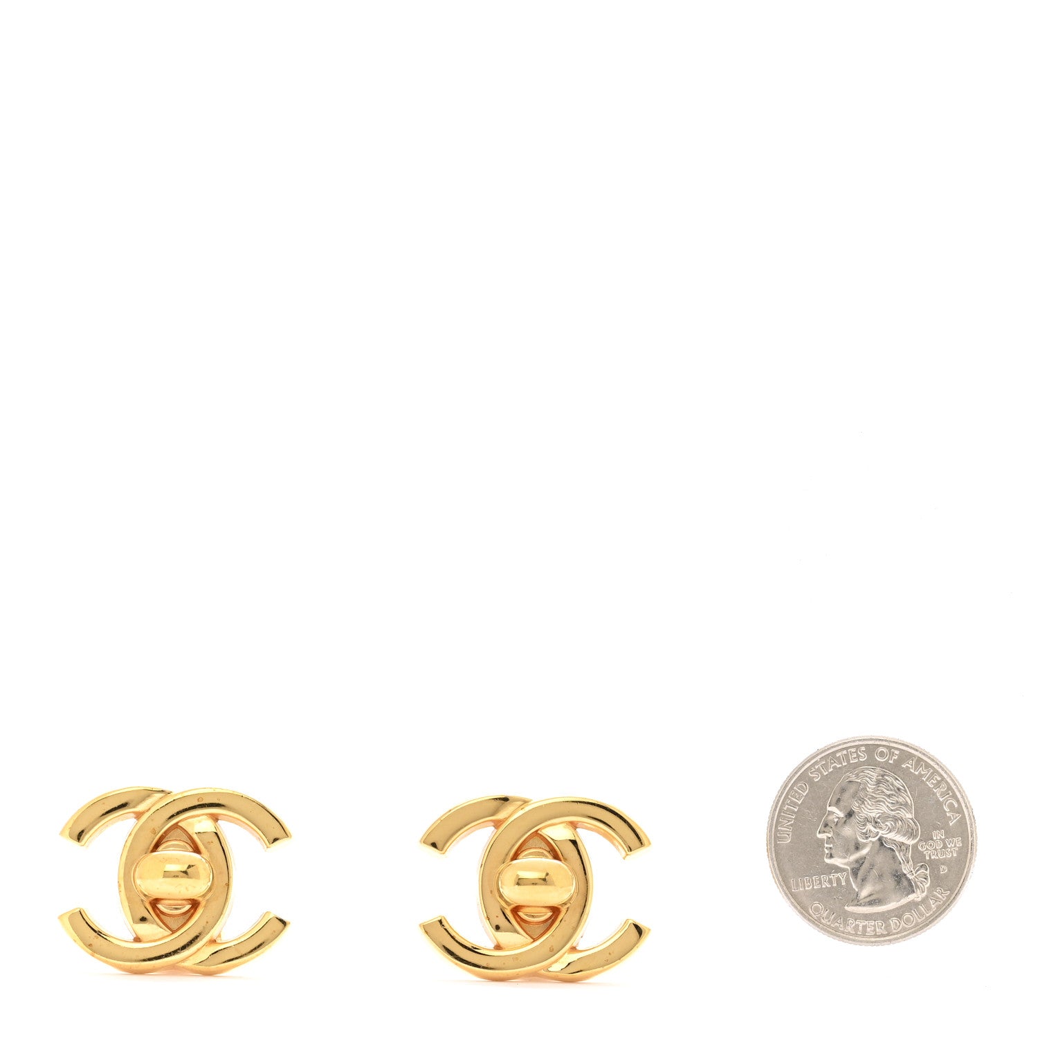 Chanel Metal CC Turnlock Clip On Earrings Gold 2 of 4