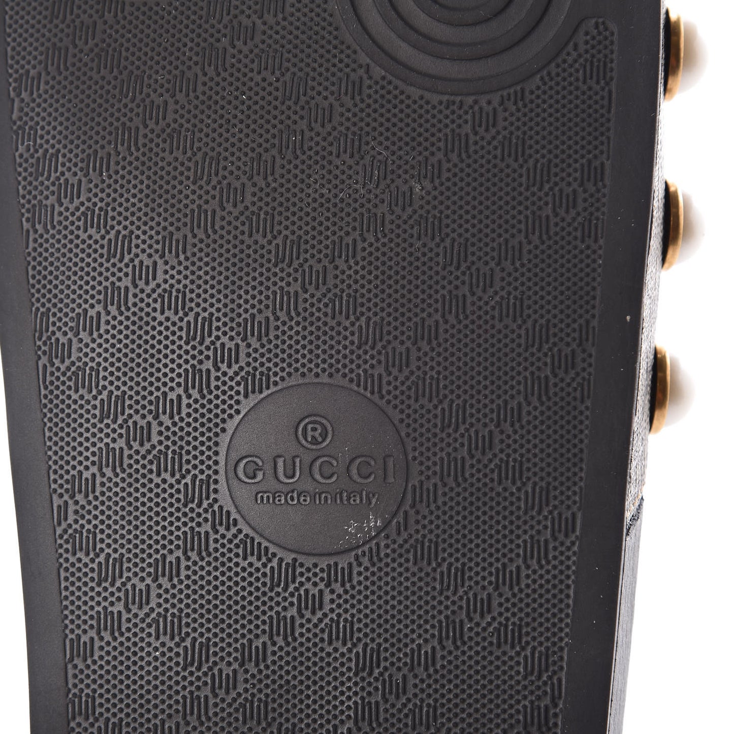 GG Supreme Monogram Slide Pearls Sandals 39 Beige