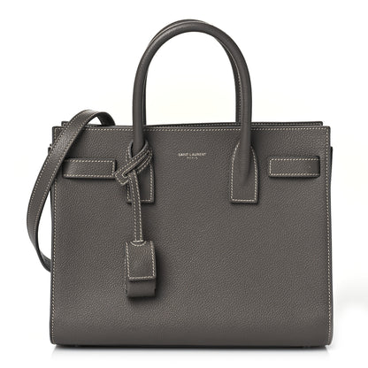 Saint Laurent Grained Calfskin Topstich Baby Sac De Jour Grey 3 of 10