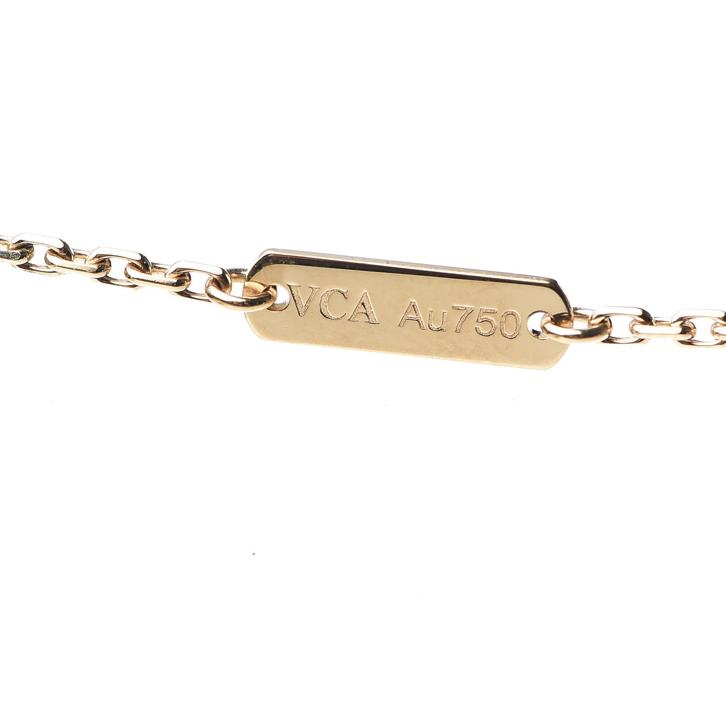 18K Yellow Gold Diamond Yellow Mother of Pearl Vintage Alhambra Pendant Necklace