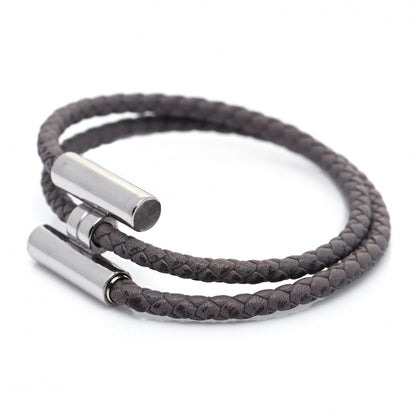 Hermes Swift Double Wrap Cord Tournis Tresse Bracelet T5 Etain 9 of 9