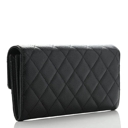 Chanel Caviar Quilted Large Gusset Flap Wallet Black 3 of 16