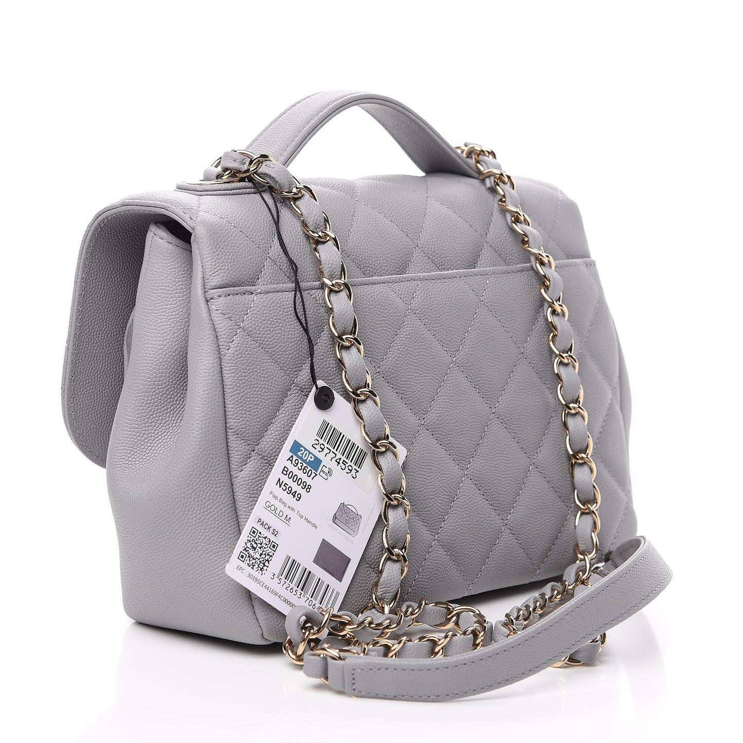 Caviar Quilted Medium Business Affinity Flap Grey