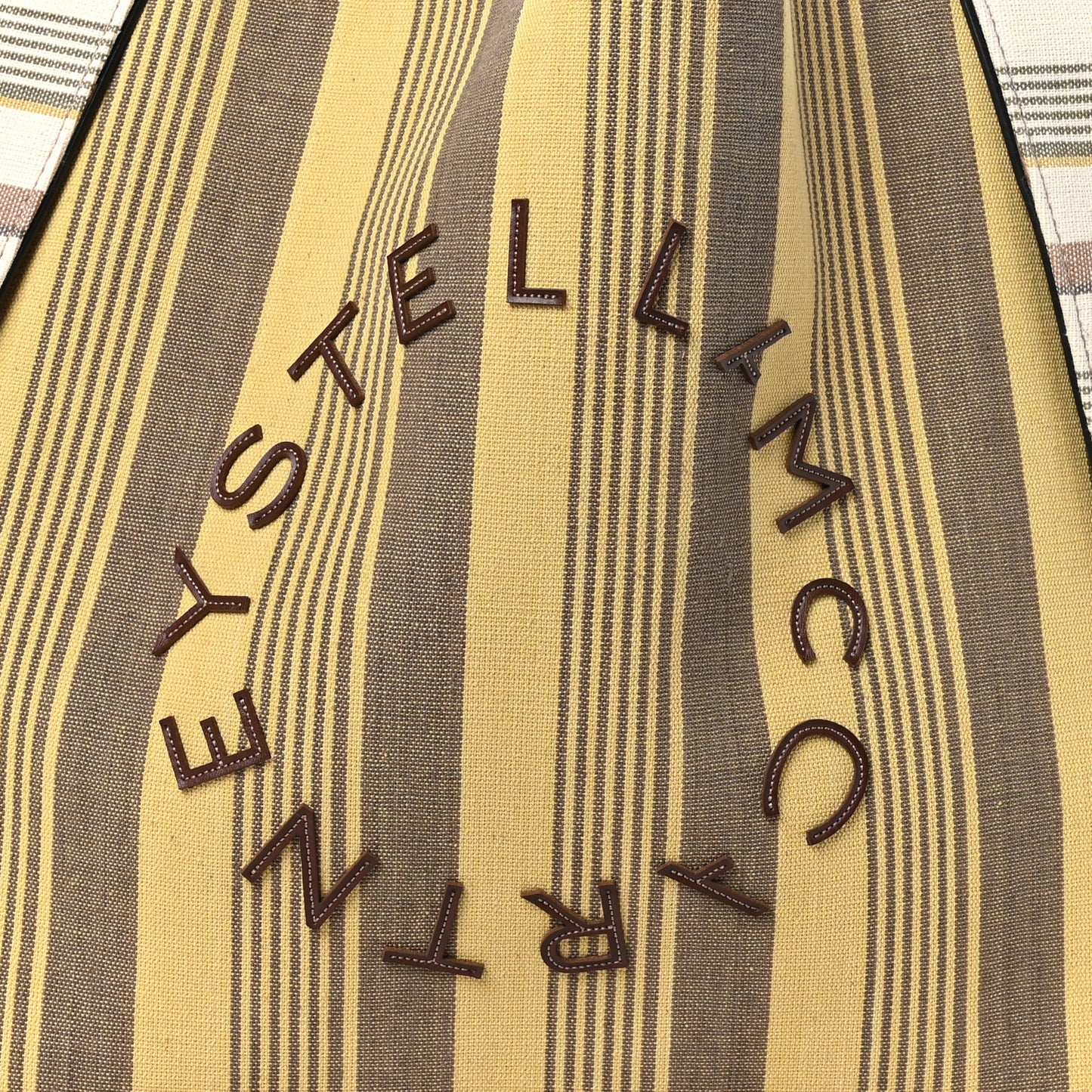Canvas Striped Logo Tote Brown Multicolor