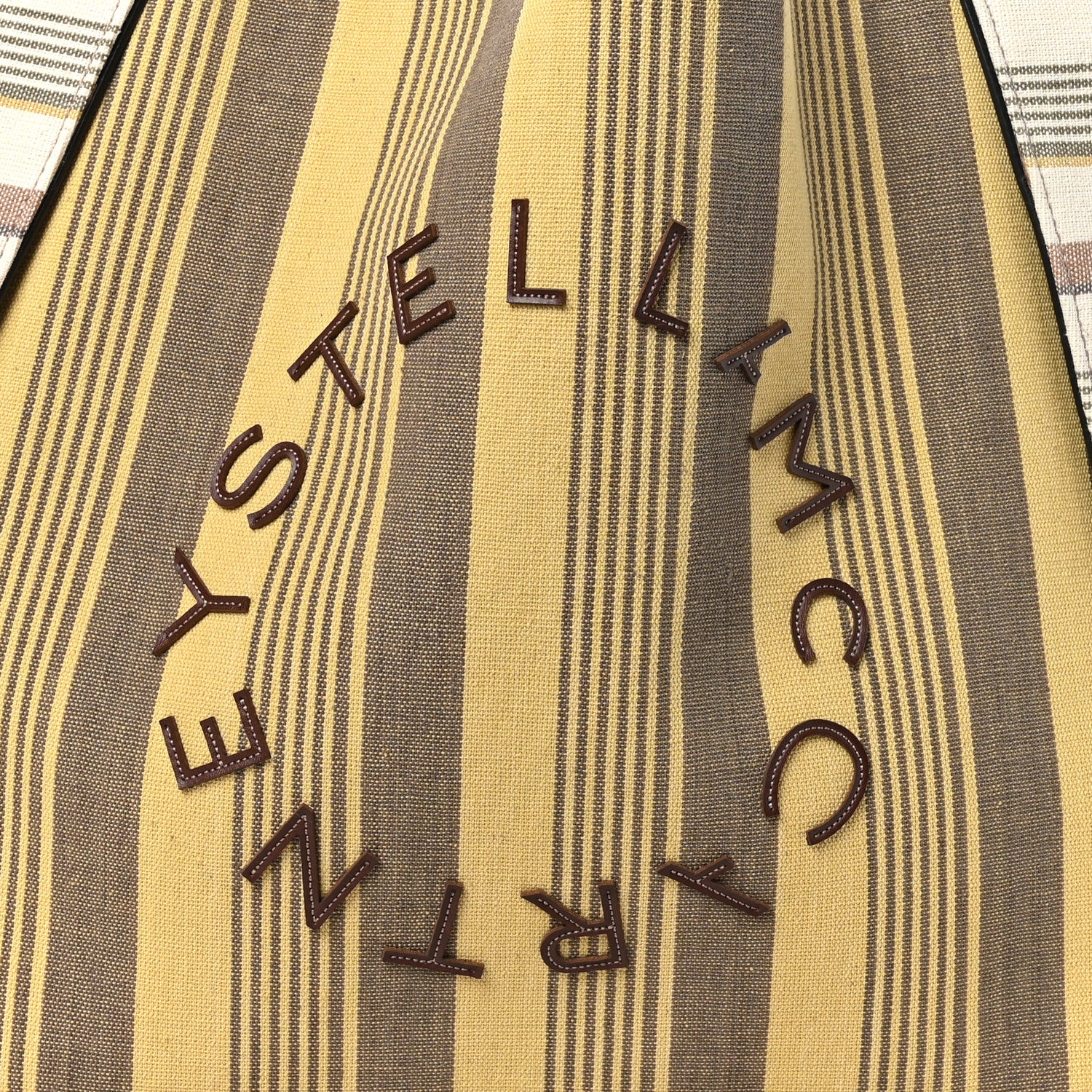Stella McCartney Canvas Striped Logo Tote Brown Multicolor 9 of 11