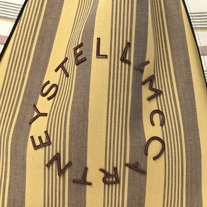 Stella McCartney Canvas Striped Logo Tote Brown Multicolor 9 of 11