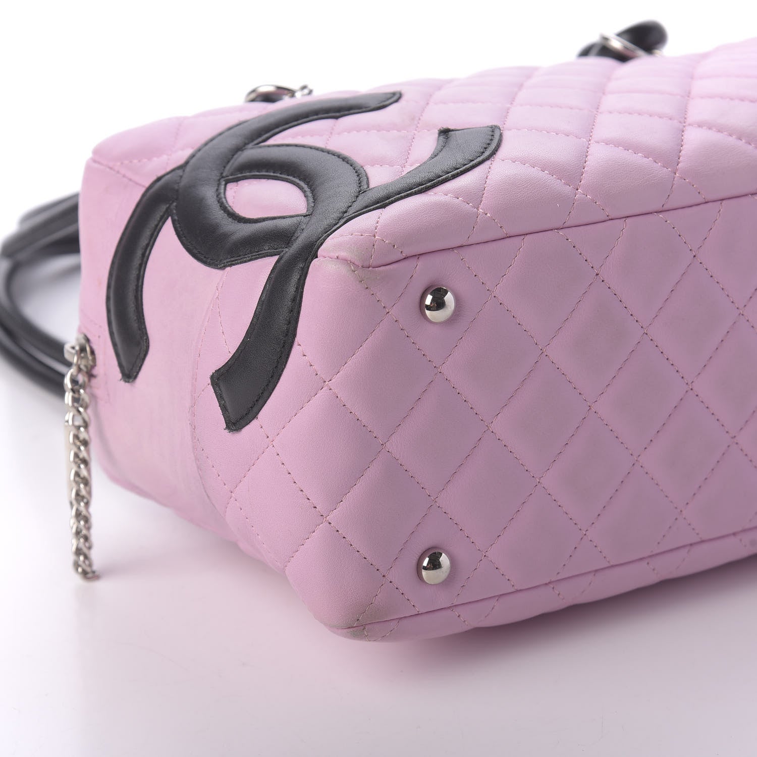 Chanel Calfskin Quilted Large Cambon Bowler Pink Black 6 of 12