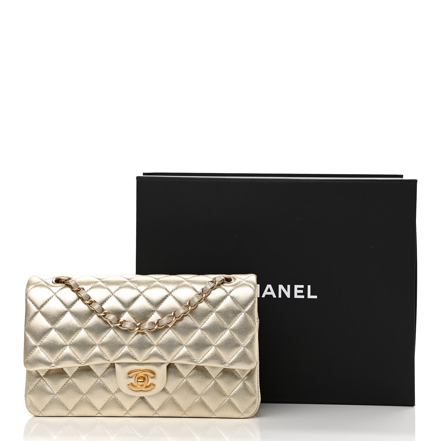 Chanel Metallic Lambskin Quilted Medium Double Flap Gold 11 of 11