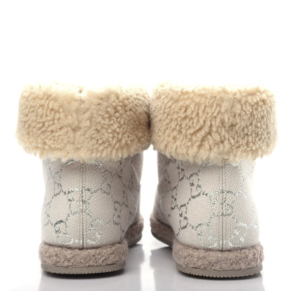 Gucci Canvas Wool Lame GG Monogram Womens Fria Horsebit Ankle Boots 36 Gardenia Silver Butterscotch 7 of 11
