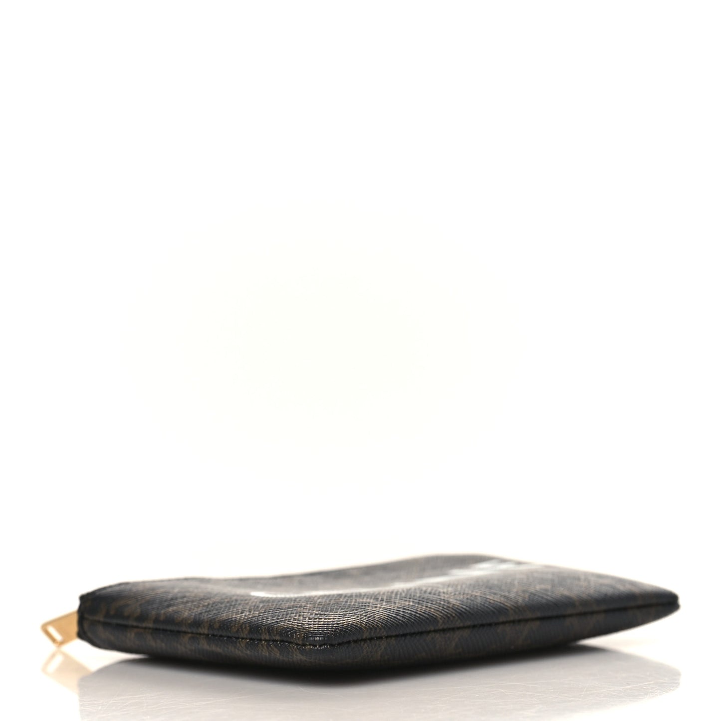 Triomphe Canvas Logo Coin and Card Pouch With Hook Black